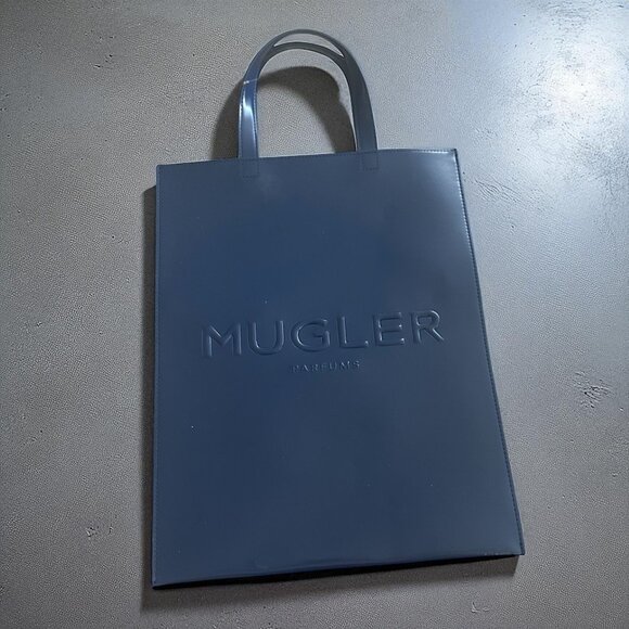THIERRY MUGLER Blue Logo Signature Tote Bag NEW NWOT - Picture 1 of 9